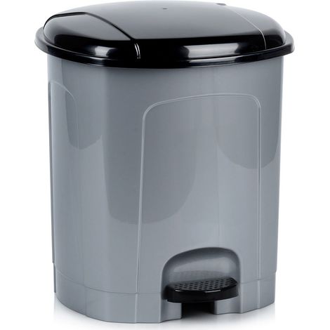 Cestino per rifiuti a pedale in plastica, grigio, 11,5 l (1/5)