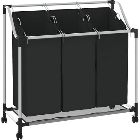 vidaXL Separador de colada con 3 bolsas acero negro (1/2)