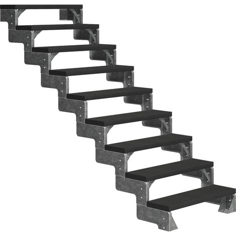 Dolle Außentreppe Gardentop 162-198cm Geschosshöhe mit Trimax anthrazit 100cm breit ohne Geländer