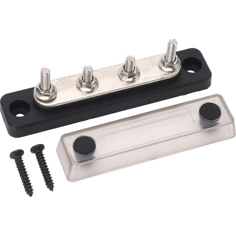 Bloc de jonction de batterie avec coque transparente, 4 bornes M5, Distribution d'énergie pour voitures, camping-car, navires, Yachts