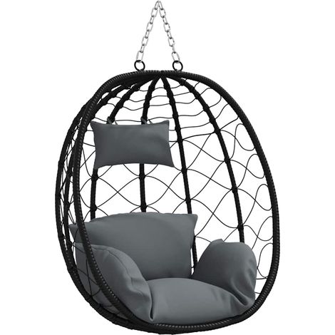 Hanging Egg Chair Anthracite 91.5 x 54.5 x 107 cm Poly Rattan vidaXL