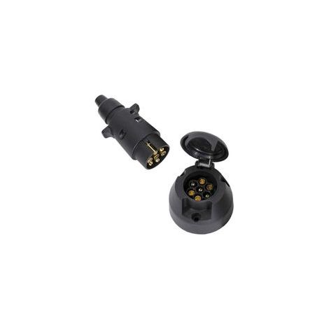 Prise Remorque 7 Broches Male Et Prise Remorque 7 Broches Femelle,12V Étanche Prise pour Remorque 7 Broches Prise pour Attelage, Prise Remorque Convient Camion RV Voiture(Bottes en Caoutchouc) (1/5)