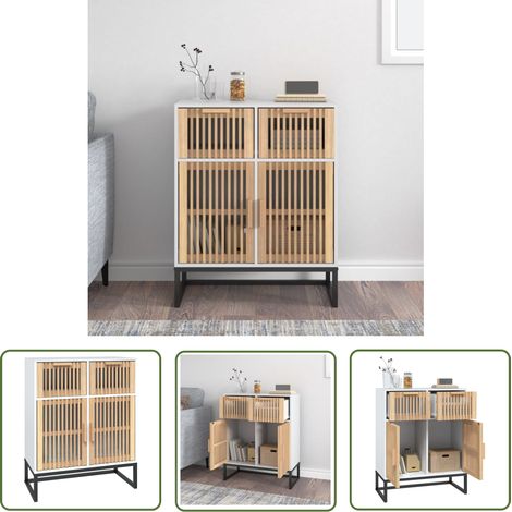 The Living Store Buffet blanc 60x30x75 cm bois d'ingénierie - Buffet - Meuble De Rangement - Armoire Blanche - Mobilier Intérieur - Commode (1/5)