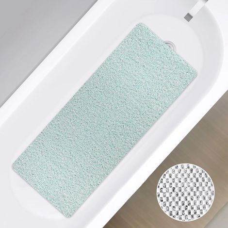 Tapis de douche antidérapant, 40 x 100 cm, doux et confortable, tapis de bain antibactérien avec trous de drainage, tapis antidérapant pour baignoire et zones humides (1/5)