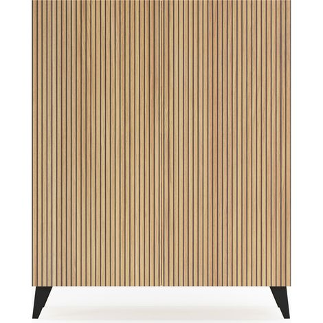 Meuble à chaussures MALMO en mélamine chêne doré – 4 étagères ajustables – Pieds en hêtre massif – Dimensions 90x27x109 cm – Herdasa (1/5)