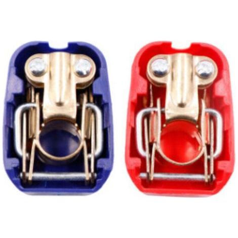 Set con 2 morsetti batteria con blocco rapido, rilascio rapido, morsetti batteria 12 V, connettori morsetti batteria, isolatore batteria per barca/LKW/auto/transporter, rosso e nero (1/4)