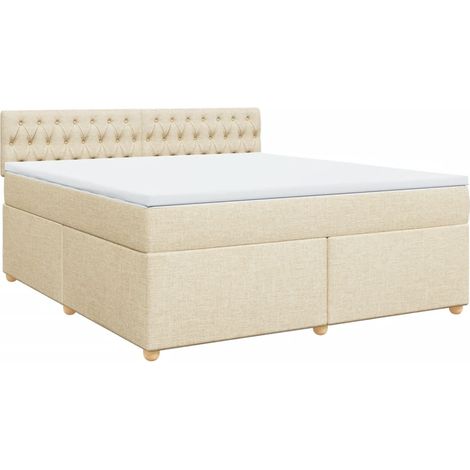 Maison Exclusive - Giroletto a Molle con Materasso Crema 180x200 cm in Tessuto (1/5)