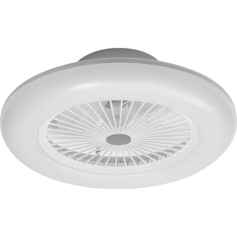 OSRAM Ventilateur de plafond WiFi avec éclairage LED, couleur de lumière blanc chaud à blanc lumière du jour, 3000 lumens, contrôle par application et télécommande, variable, blanc (1/4)