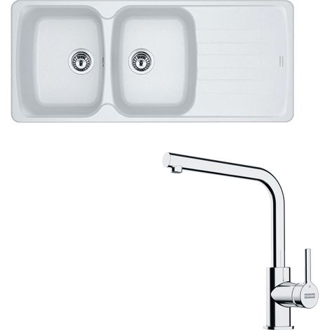 Pack évier Antea Fragranit blanc artic 1160 x 500 x 210 mm + mitigeur Lina L - Franke (1/5)
