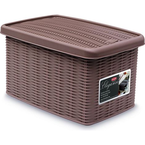 Elegance Boîte de Rangement Gris Tourterelle Plastique 19 x 29 x 16 cm (1/2)