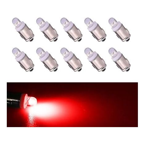 10 x BA7S 12 V LED Interior Dashboard Light Indicator F3 1 LED 12 V DC 50 LM Auto Dashboard Lamp Bulb (Red) (1/5)