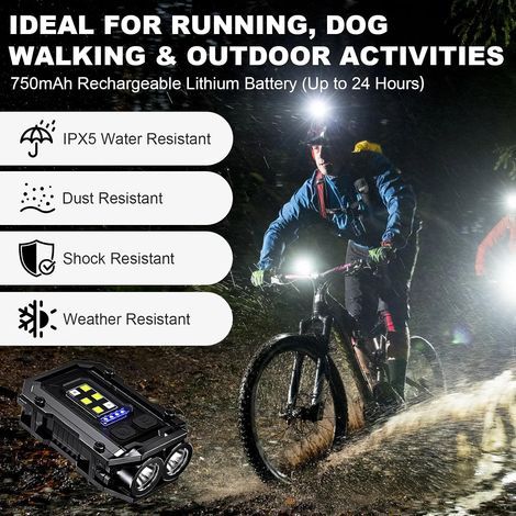 500 Lumen Clip-On Taschenlampe - 2er-Pack, 8 Modi, wiederaufladbar, für mehr Sicherheit beim Laufen, tragbare COB-Taschenlampe, ideal für Nachtarbeit, Laufen, Camping, Angeln usw. (1/5)