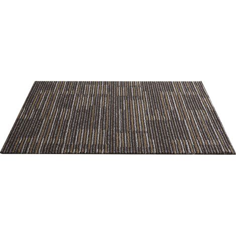 Carreaux de moquette modulaires 610x610mm,24 pièces carrées rembourrées pour installation facile dans salon et chambre,gris et marron (1/5)