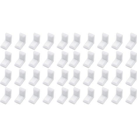 Lot de 40 équerres d'angle en métal avec couvercle en plastique et vis incluses dimensions 28 x 28 x 18 cm à 90 degrés pour assemblage de tables chaises étagères et meubles couleur blanche (1/5)