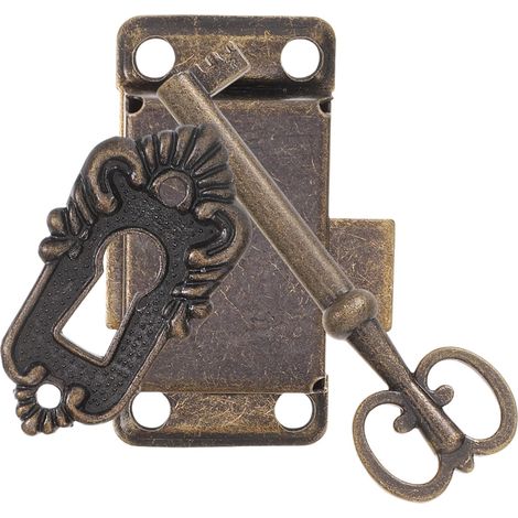 Serrure à clé antique 53x26 mm pour tiroirs de meubles bureau (1/5)