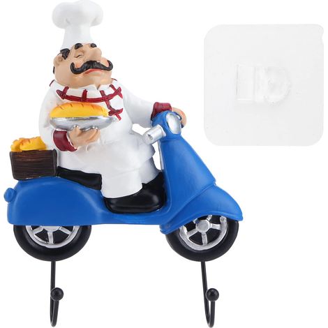 FIGURINE DE CHEF DE DESSIN ANIMÉ AUTO-ADHÉSIF CINTRE DÉCORATION DE SALLE À MANGER D'HÔTEL POUR LA CUISINE À LA MAIS (1/5)