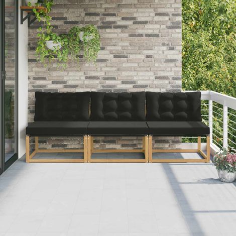 vidaXL Outdoor Middle Sofa Solid Acacia Wood and Textilene White