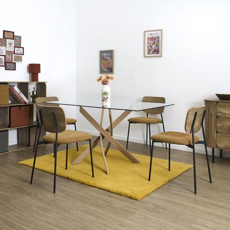 Lot de 4 Chaises - HOME DECO FACTORY - Jules - Design Épuré - Jaune (1/5)