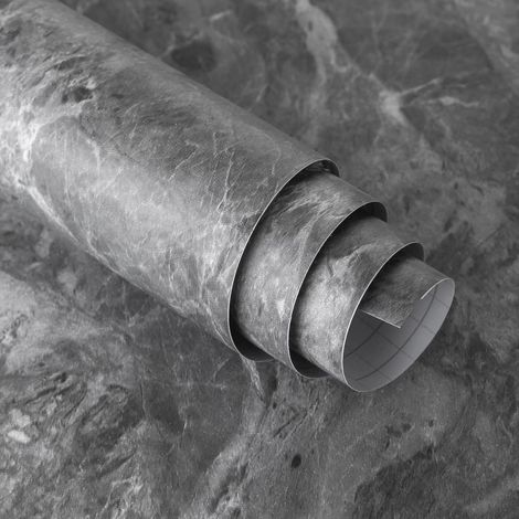 Papier Peint Autocollant Marbre Gris Foncé Film Adhésif pour Meubles Mural Imperméable Résistant Cuisine Salle de Bain Plan de Travail Vinyle Décoratif Rénovation (1/5)