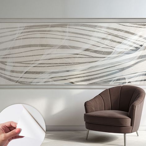 Selbstklebend Tapete modern - Wanddeko für Küche - Klebefolie Wand - luxus Look Wellenförmige Linien 250x104 cm (1/5)