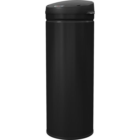 Poubelle cuisine automatique 50L acier inoxydable, poubelle à couvercle à fermeture en douceur, 30,5x30,5x85cm, noir