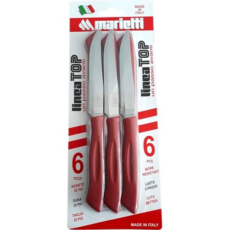 Marietti Top set 6 coltelli bistecca rosso acciaio inox