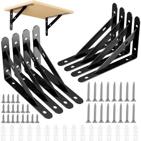 8 Pièces 150 X 95mm Equerres pour Etagères Murales, Support Triangulaire, Séparateurs D'Étagères, Équerres 90 Degrés (1/5)