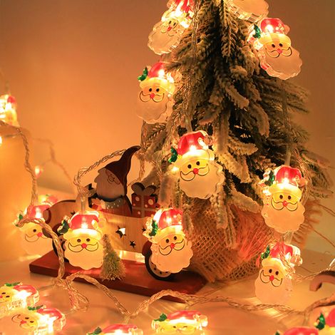 Guirlande lumineuse Noël - Ornements bonhomme de neige, Père Noël, sapin - LED blanc chaud - Éclairage vitrine fête (1/3)