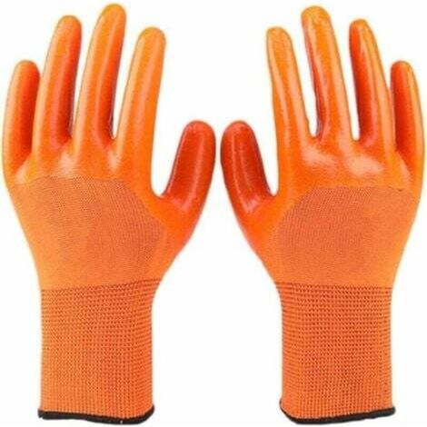 Gants de Travail Trempé et Respirant (12 Pairs, Size : 24cm) PVC imperméable et Huile épreuve épaissie Gants de Protection Orange, Forte Adhérence (1/4)