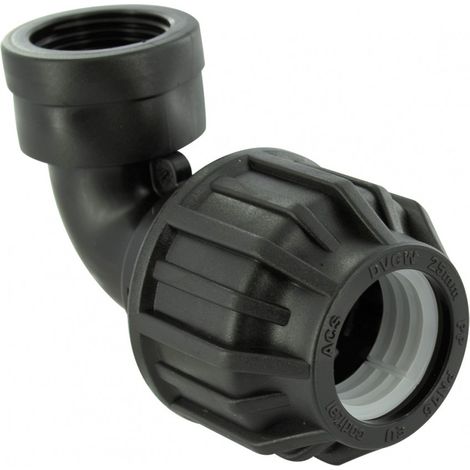 90° Kunststoff-Klemmverschraubung F 20 x 27 für Lochrohr QUICK PLOMBERIE