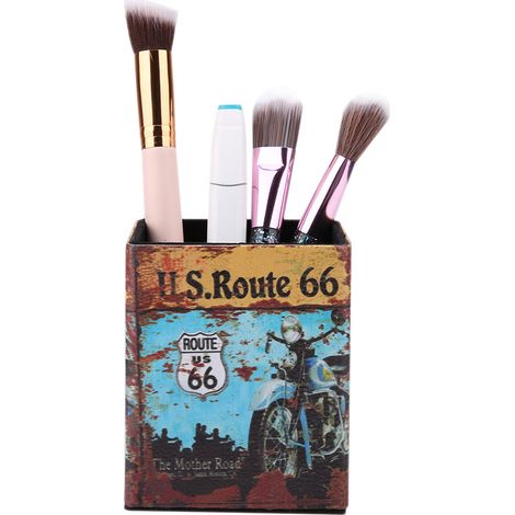 Boîte de rangement porte-stylo de bureau style britannique créatif, boîte à bijoux/porte-stylo carré rétro en cuir, coffret cadeau