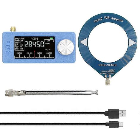 Mini récepteur radio 10 kHz-180 MHz, radio de poche AM/FM/HF/SW/MW/VHF avec antenne, écran IPS 1,9 pouce, batterie 800 mAh et antenne cadre pour les voyages en extérieur (1/5)