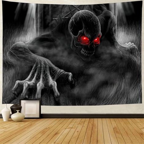 150x200cm Halloween Tapestry 3D Print Pumpkin Graveyard Thriller Grim Reaper Pattern Wall Hanging Tapestries Beach Blanket for Bedroom Living Room Dorm TV Backdrop Wall Decor (1/5)