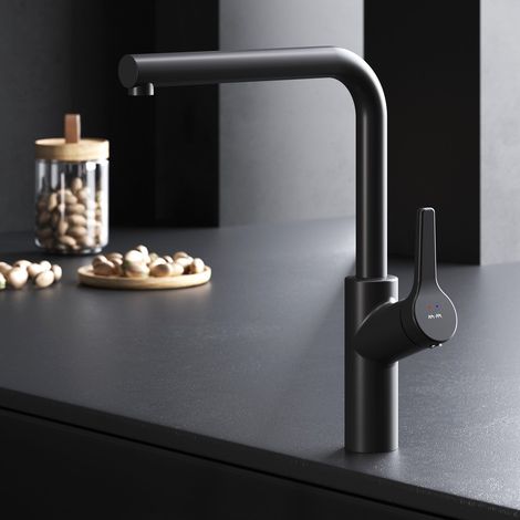 AM.PM Wasserhahn Küche drehbar Küchenarmatur Edelstahl Spültischarmatur Hochdruck Armatur Mischbatterie Küche matt FXB05022 X-Joy S, Schwarz matt (1/5)