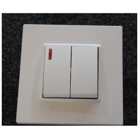 Poussoir lumineux + poussoir 16A encastré blanc polaire complet avec support et plaque ALTIRA SCHNEIDER