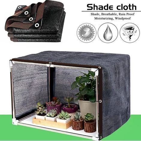 Garten-Schattennetz, 90 % UV-Schutz, 3 x 5 m, schwarz mit Ösen, für Pergola und Gewächshaus (1/3)