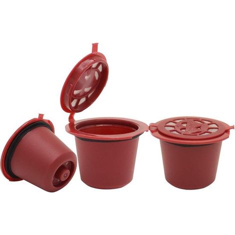 Cápsulas de café recargables – Aptas para Nespresso – 3 unidades – Rojas (1/2)