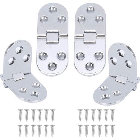 RHG 4Pcs Charnières Pliantes en Alliage de Zinc, 180 Degrés pour Table et Cabinet, Invisible avec Vis - Argent (1/4)