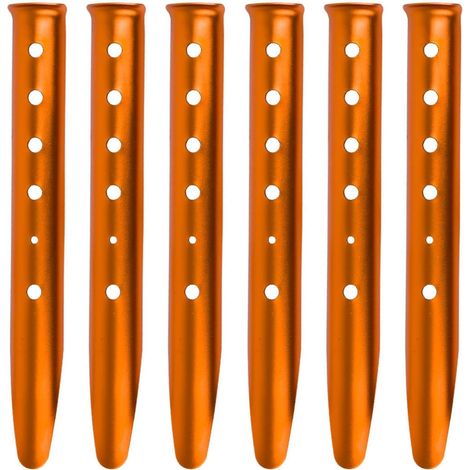 Lntyq Piquets de tente en alliage d'aluminium Piquets de sable en forme de U 31 cm 6 pièces Piquets de fixation pour neige Plage Camping Randonnée (Orange - En forme de U - 31 cm)