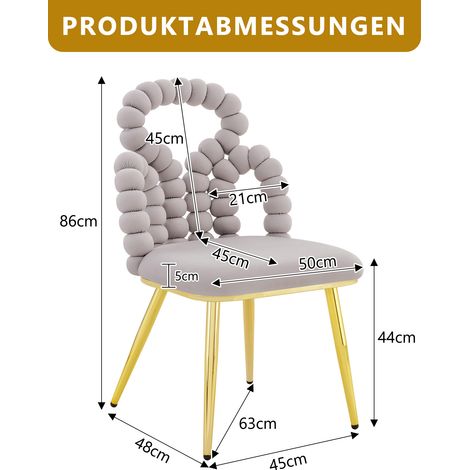 Fauteuils de table en velours argenté (pack de 2) à dossier chaînette – Piètement en acier doré résistant, parfaits pour repas, dressings et espaces de vie. (1/5)