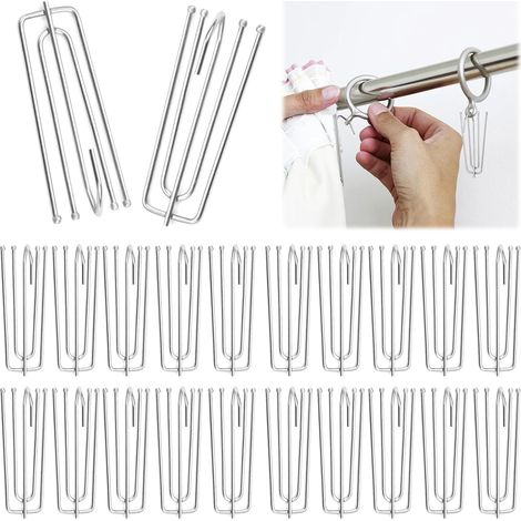 Gardinenhaken aus Edelstahl – 40er-Pack – 4-armig – Stabile Aufhängung – Für Wohn- und Schlafzimmer – 7,2 cm, Silber (1/5)