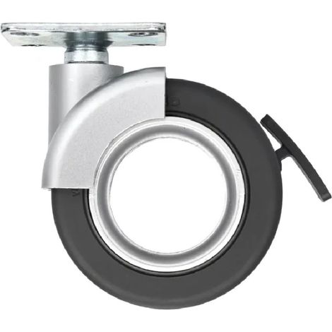 Lenkrolle mit Bremse rotola schwarz, 47x47 mm, D. 65 x H.80 mm, Achsabstand 35x35mm