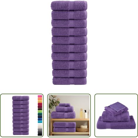 Baumwollhandtuch - Premium Waschhandtücher SOLUND 10 Stück Lila 30x30 cm 600 g/m² (1/5)