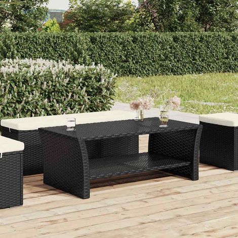 vidaXL Table basse noir 100x50x40 cm résine tressée (1/5)