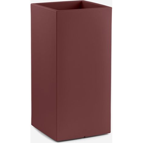 Vaso portafiori quadrato alto da giardino in polietilene Loto - Rosso (1/3)