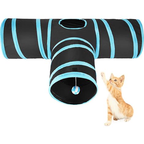 3 tunnels pliables en 1, tunnel de jeu pour chat chiot chaton lapin, 80 cm de long, diamètre 25 cm, rangement facile (1/5)