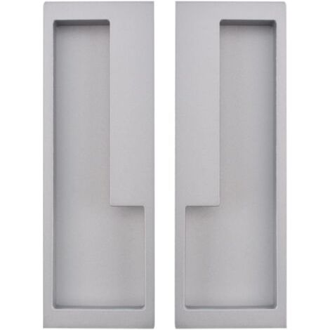 Poignée en alliage de zinc, 2pcs Poignée de porte coulissante encastrée, Poignée de porte simple et moderne pour tiroir coulissant de grange, placard et armoire (Argent) (1/5)