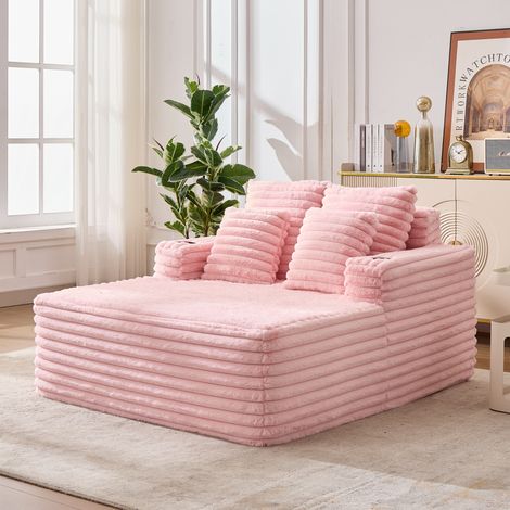 méridienne surdimensionnée, canapé-lit en fausse fourrure avec porte-gobelet, fauteuil ultra-doux, aucun assemblage requis (1/5)
