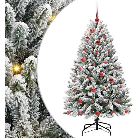 Sapin de Noël Arbre de Noël artificiel Vert et blanc 150 cm PVC et métal (1/5)