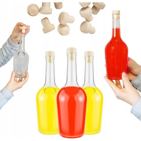 5 bottiglie di vetro GLORIA da 0,5 l per liquori, bottiglia in vetro spesso + tappo di sughero